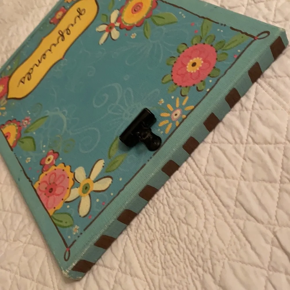Glory Haus | “Girlfriends” Flower Design Canvas Clip Picture Frame Teal Blue